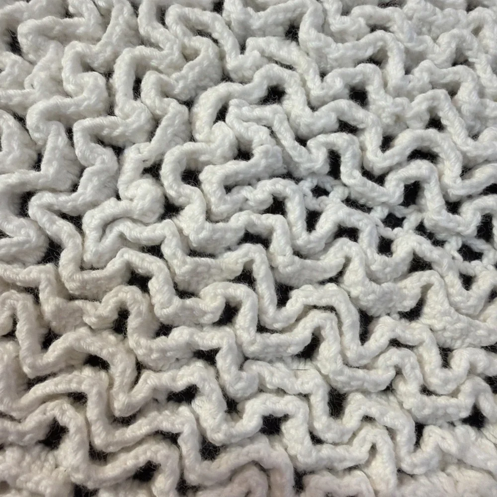2 Pc RECTANGLE HAND‎ CROCHET TABLE Squares Cottage, Vintage,breadbasket 321